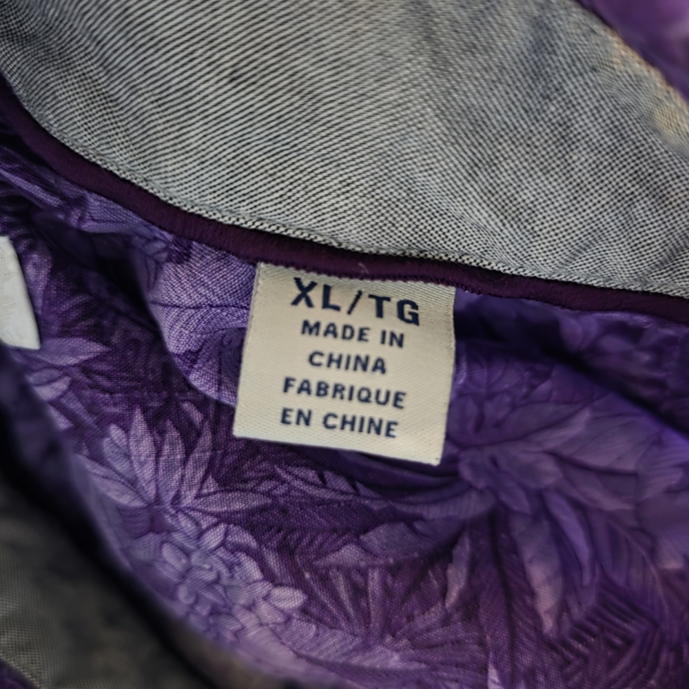 Tommy Bahama 100% Silk Purple Hawaian U Of W Huskies Print Men's Shirt - Picture 7 of 11